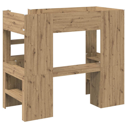 Loft Bed Frame with Desk with Storage Artisan Oak 90 x 190 cm