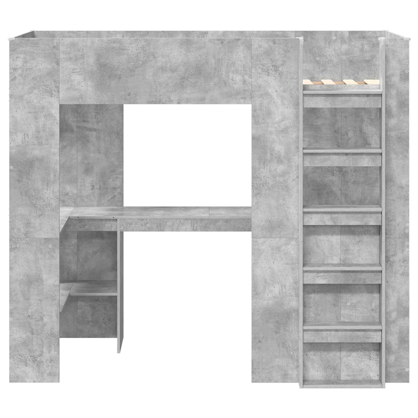 Loft Bed Frame with Desk with Storage Concrete Grey 80 x 200 cm