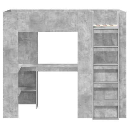 Loft Bed Frame with Desk with Storage Concrete Grey 80 x 200 cm
