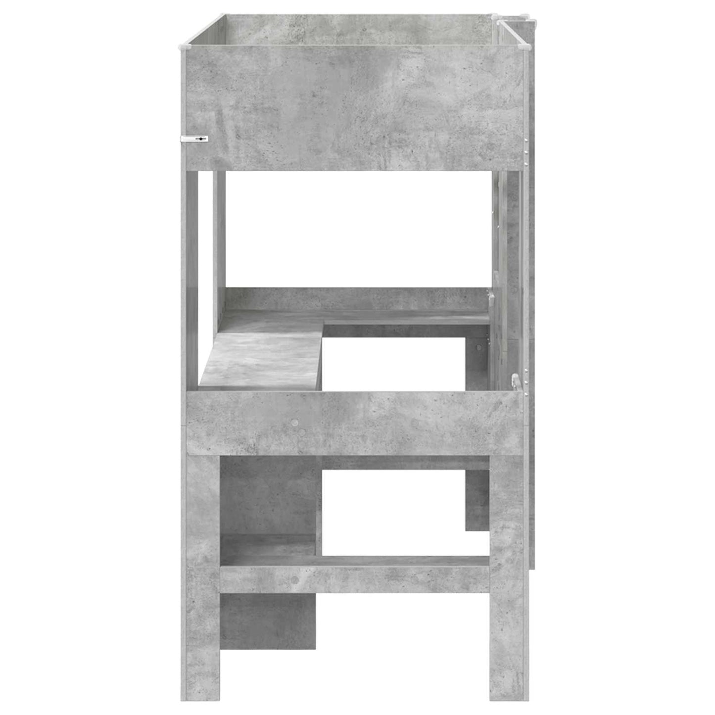 Loft Bed Frame with Desk with Storage Concrete Grey 80 x 200 cm