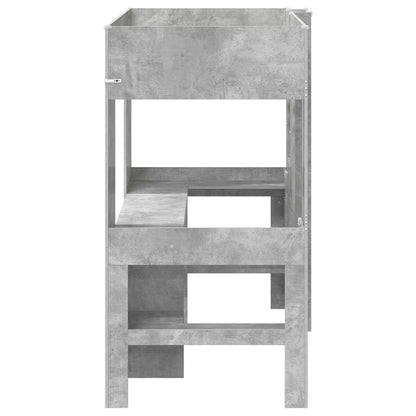 Loft Bed Frame with Desk with Storage Concrete Grey 80 x 200 cm