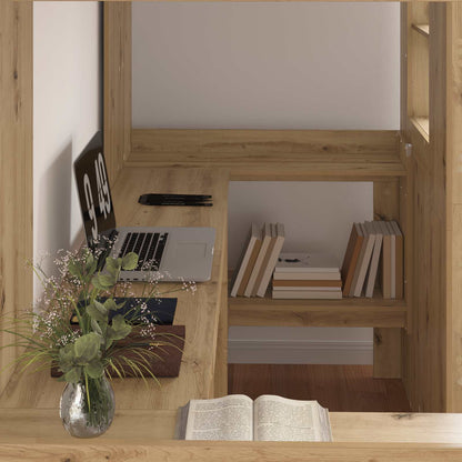 Loft Bed Frame with Desk with Storage Artisan Oak 80 x 200 cm