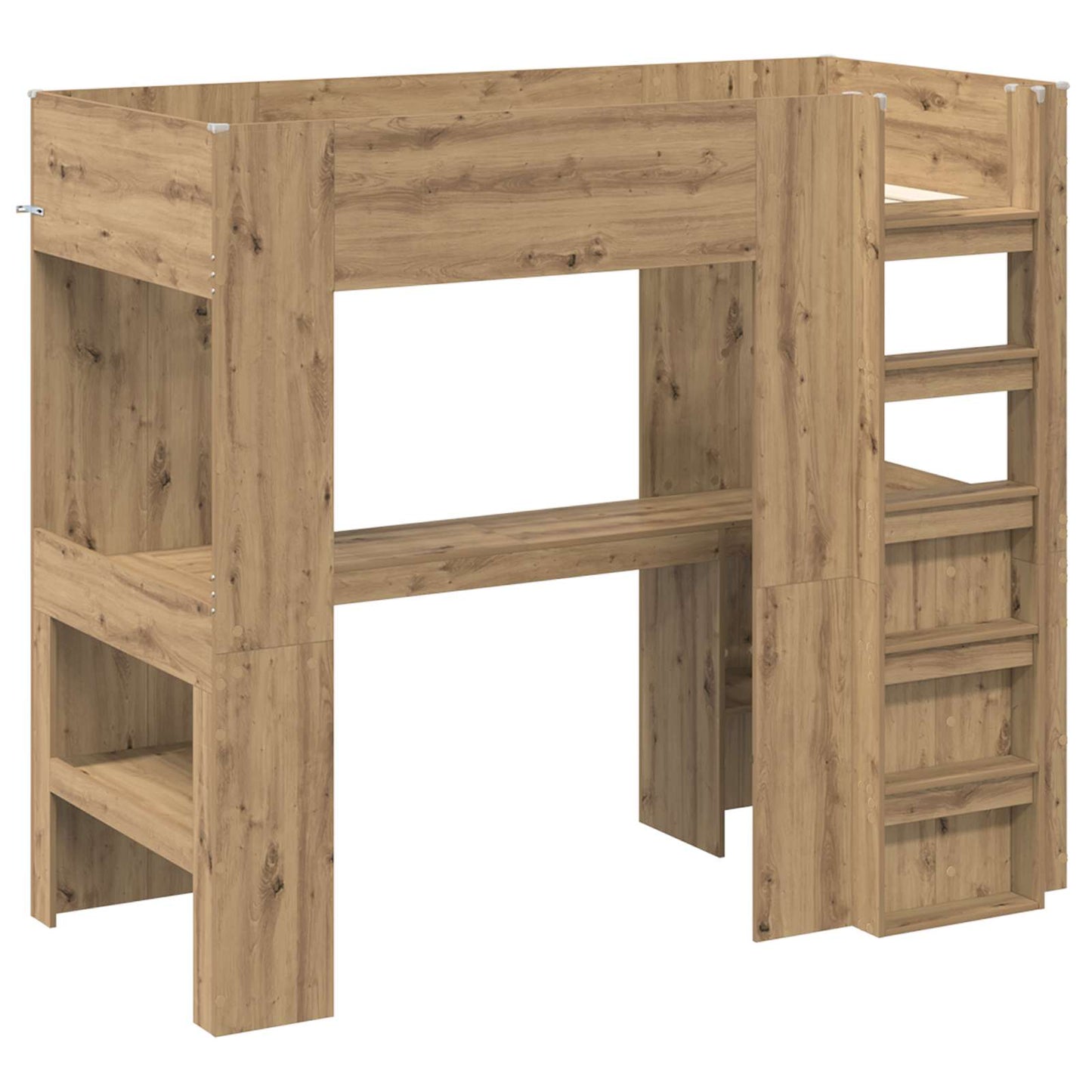 Loft Bed Frame with Desk with Storage Artisan Oak 80 x 200 cm