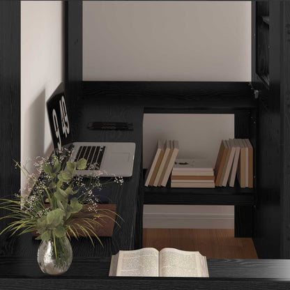 Loft Bed Frame with Desk Black Oak 90 x 200 cm Engineered Wood