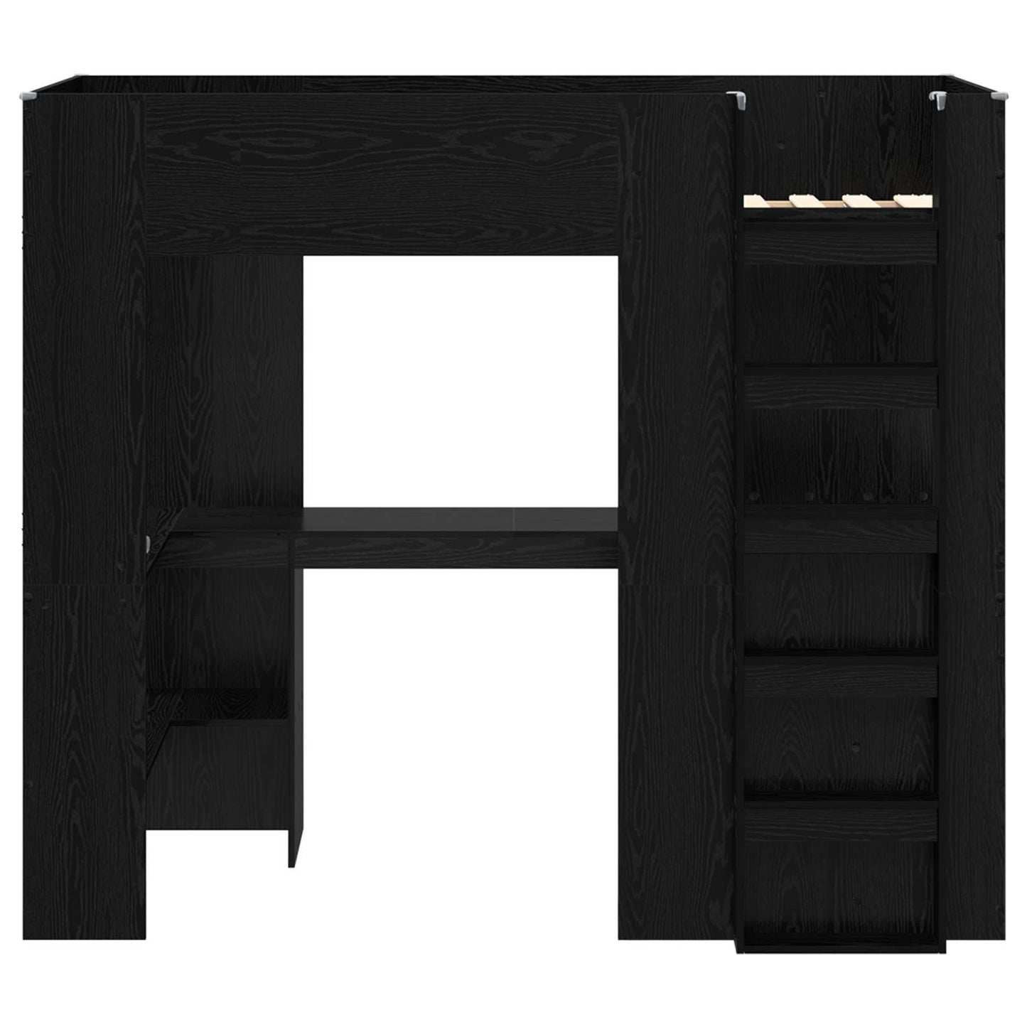 Loft Bed Frame with Desk Black Oak 90 x 200 cm Engineered Wood