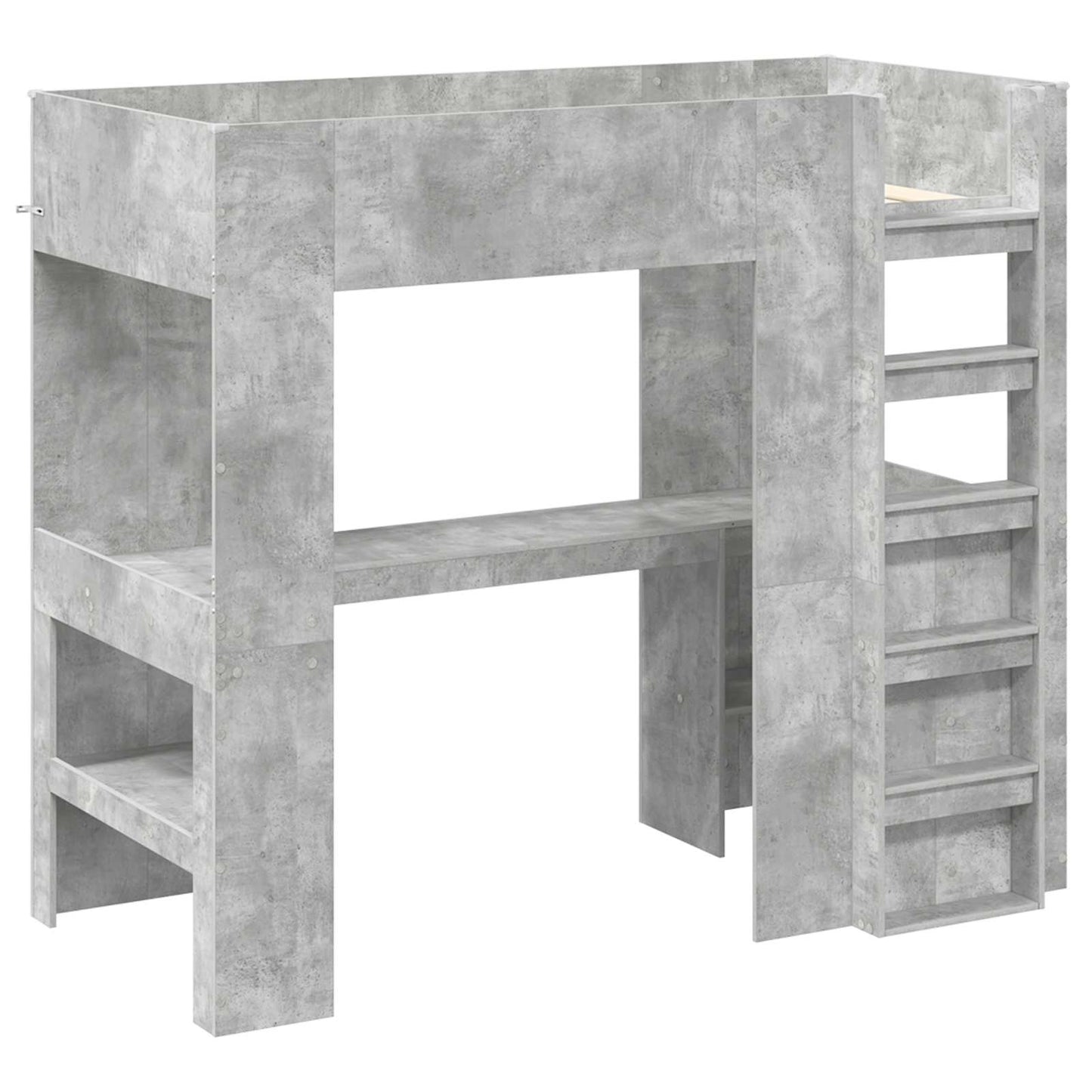 Loft Bed Frame with Desk with Storage Concrete Grey 90 x 200 cm