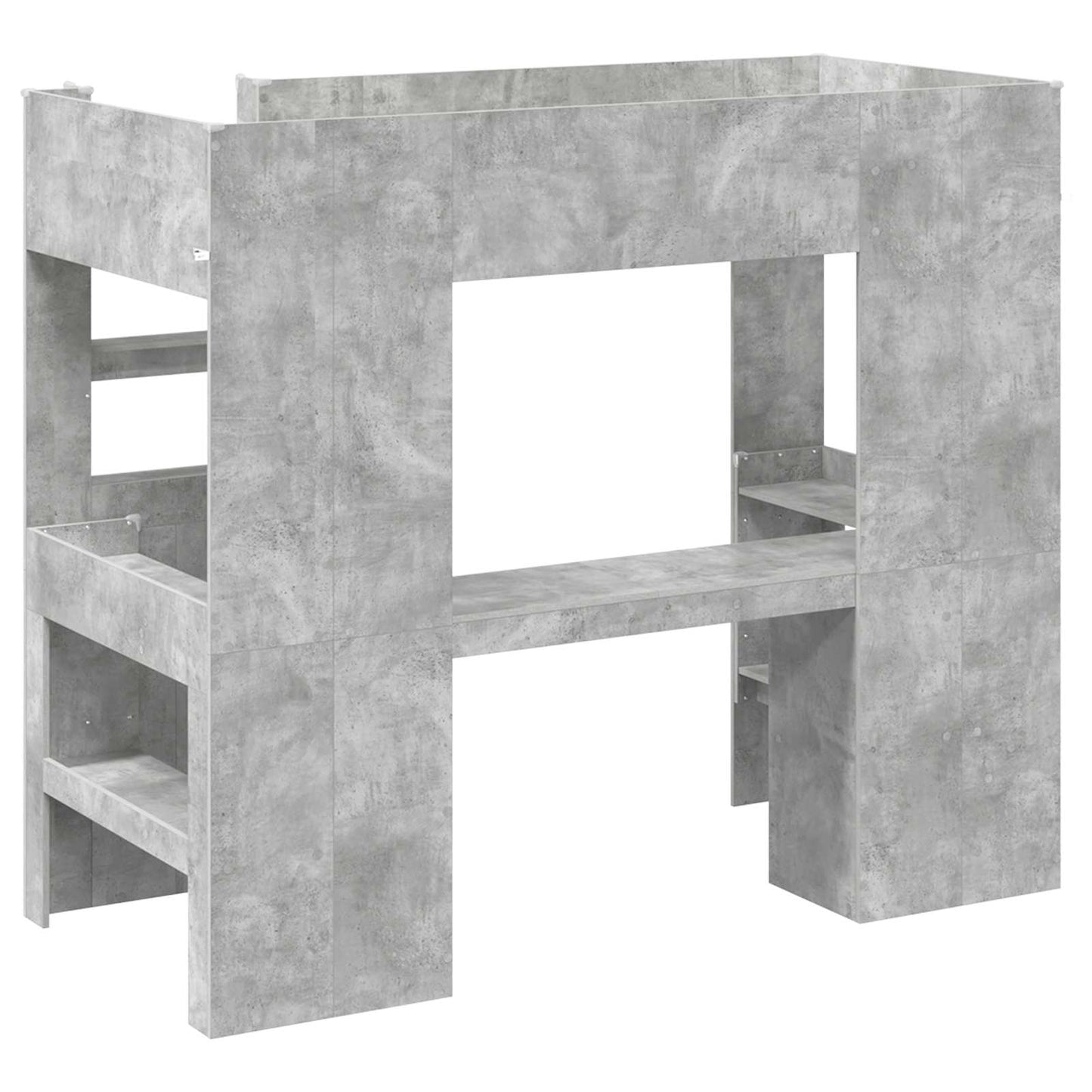 Loft Bed Frame with Desk with Storage Concrete Grey 90 x 200 cm