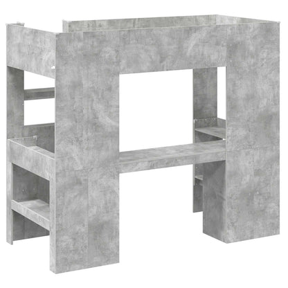 Loft Bed Frame with Desk with Storage Concrete Grey 90 x 200 cm