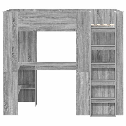 Loft Bed Frame with Desk with Storage Grey Sonoma 90 x 200 cm