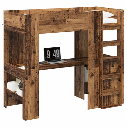 Loft Bed Frame with Desk Old Wood 90 x 200 cm Engineered Wood