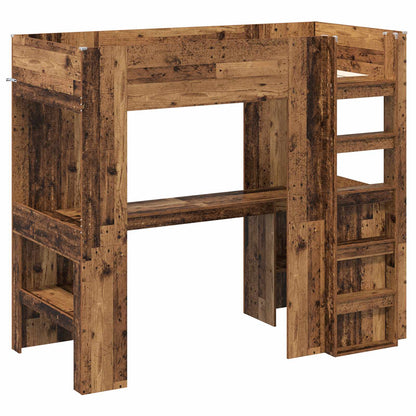 Loft Bed Frame with Desk Old Wood 90 x 200 cm Engineered Wood