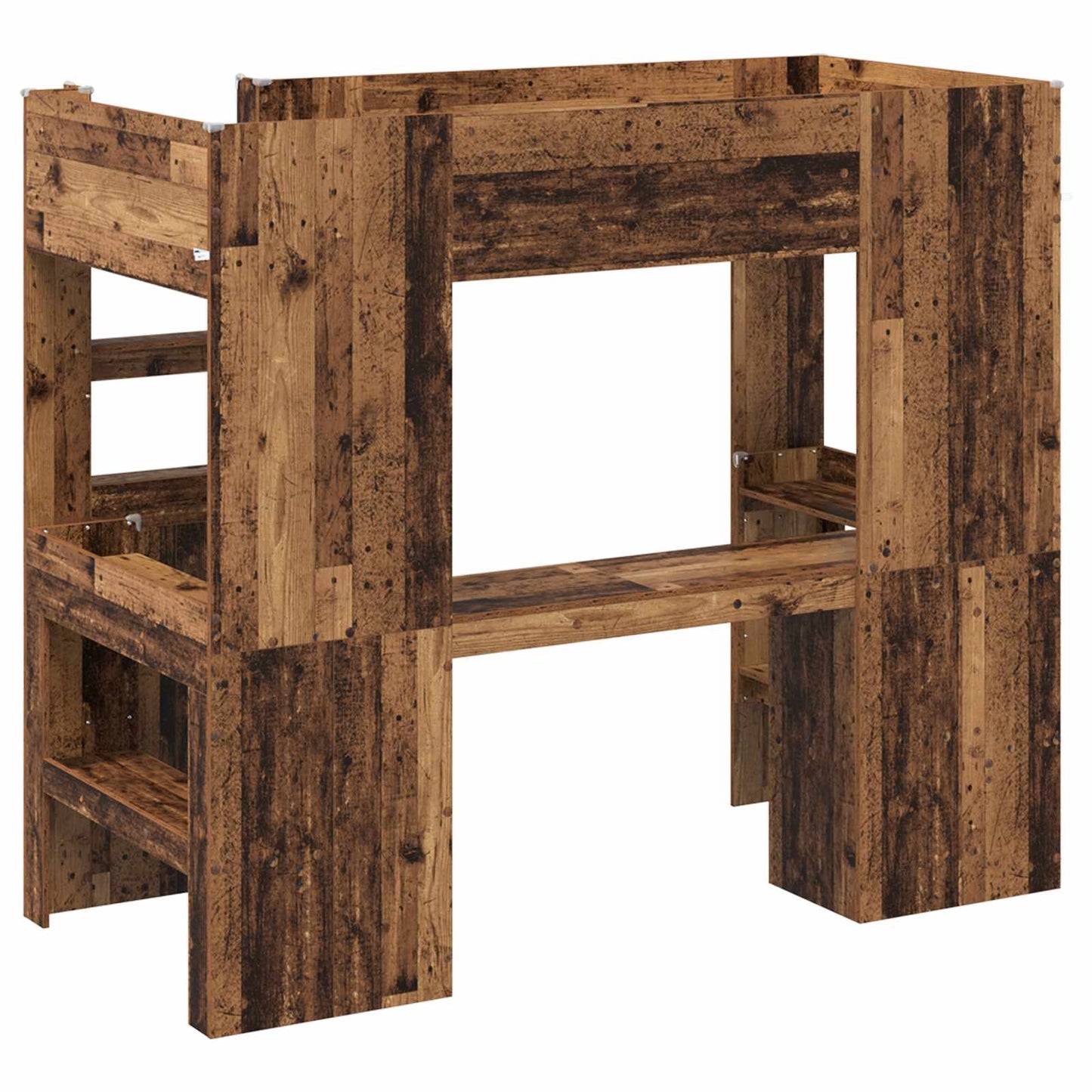Loft Bed Frame with Desk Old Wood 90 x 200 cm Engineered Wood