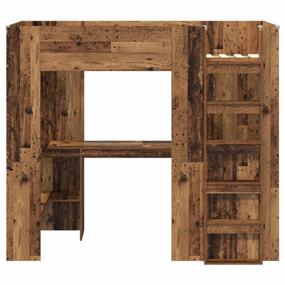Loft Bed Frame with Desk Old Wood 90 x 200 cm Engineered Wood