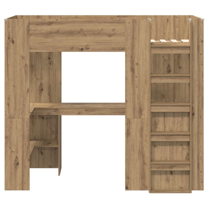 Loft Bed Frame with Desk with Storage Artisan Oak 90 x 200 cm