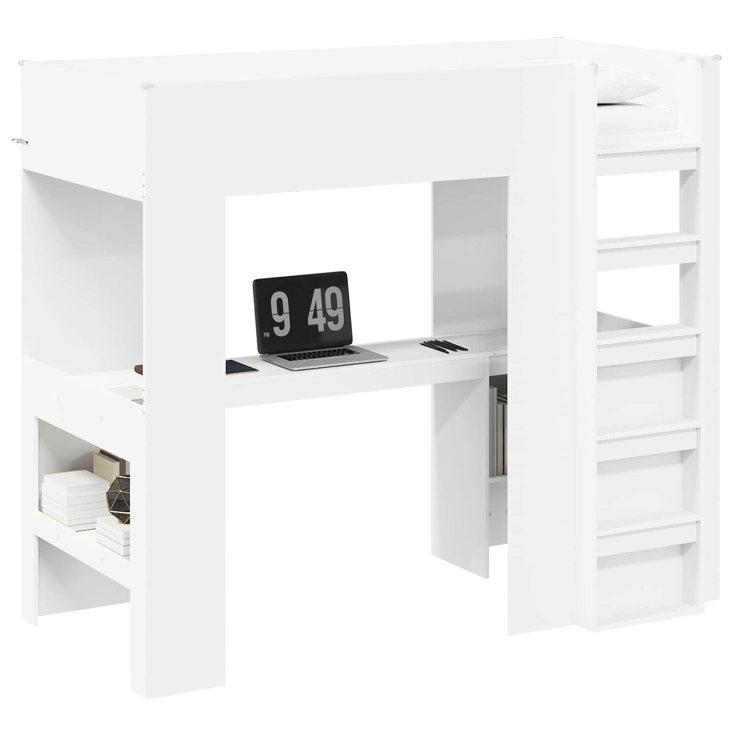 Loft Bed Frame with Desk White 100 x 200 cm Engineered Wood