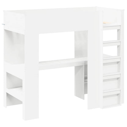 Loft Bed Frame with Desk White 100 x 200 cm Engineered Wood