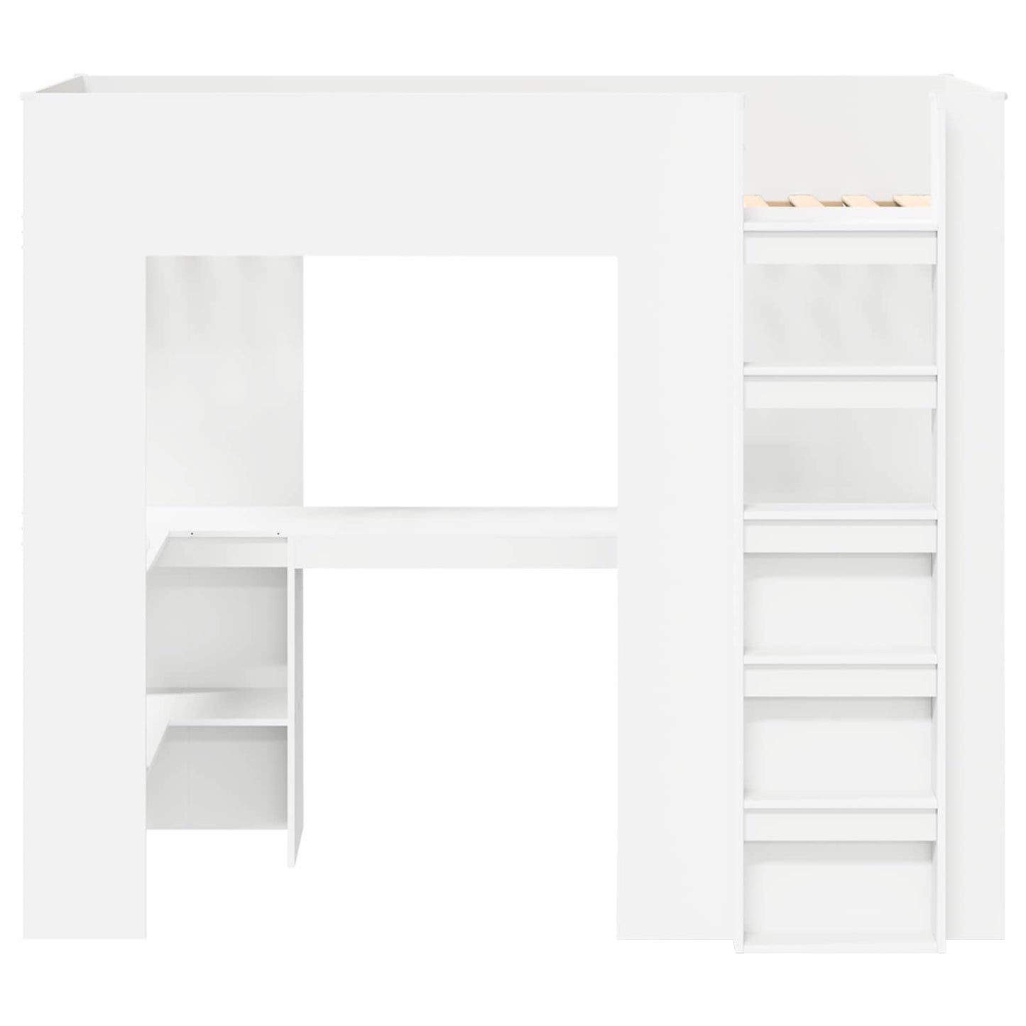 Loft Bed Frame with Desk White 100 x 200 cm Engineered Wood