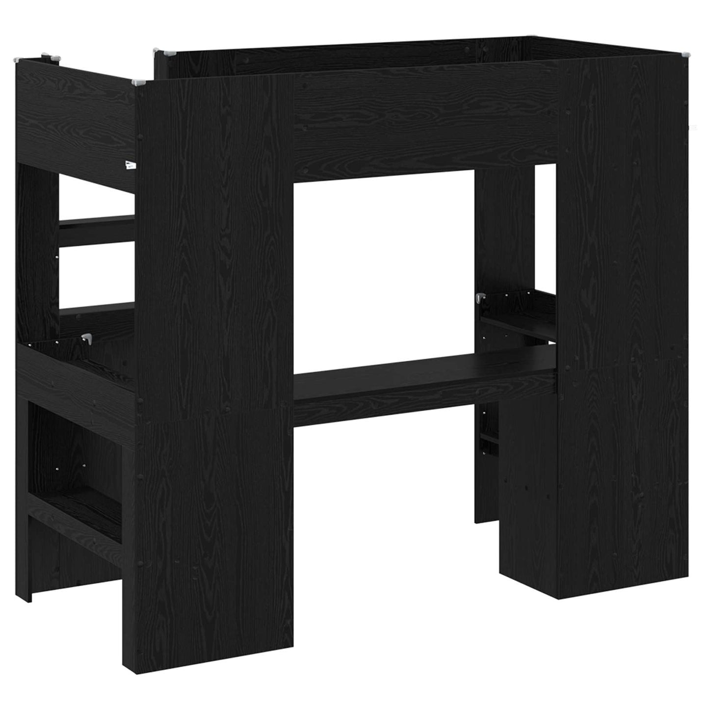 Loft Bed Frame with Desk Black Oak 100 x 200 cm Engineered Wood