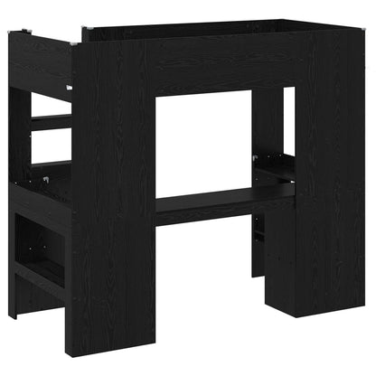 Loft Bed Frame with Desk Black Oak 100 x 200 cm Engineered Wood
