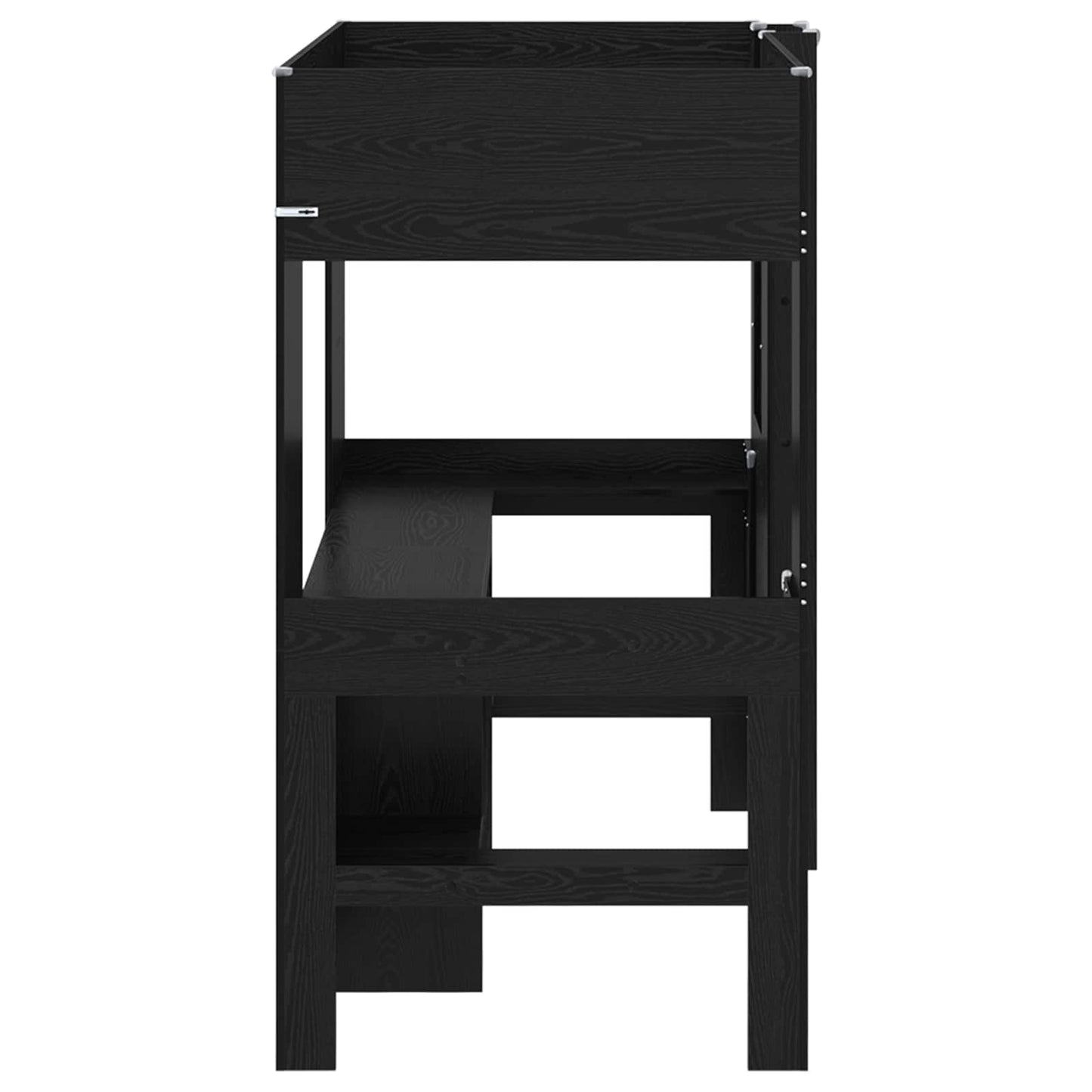 Loft Bed Frame with Desk Black Oak 100 x 200 cm Engineered Wood