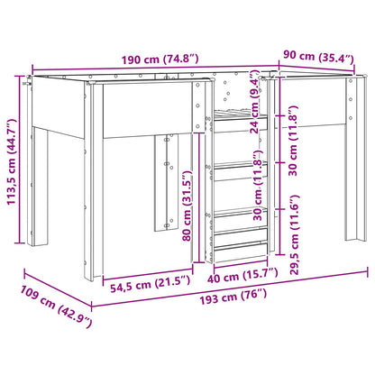 Bunk Bed for Kids Old Wood 90 x 190 cm Engineered wood