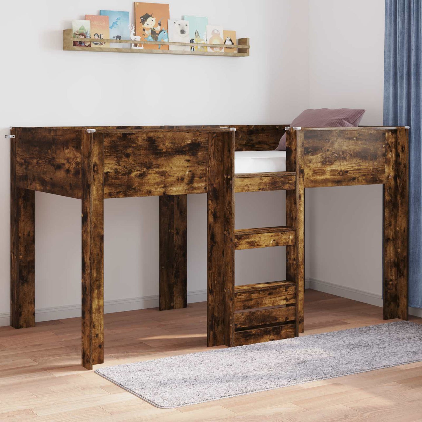 Bunk Bed for Kids Smoked Oak 90 x 200 cm Engineered wood