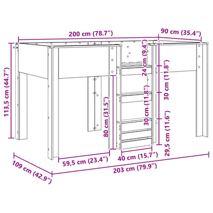 Bunk Bed for Kids Old Wood 90 x 200 cm Engineered wood