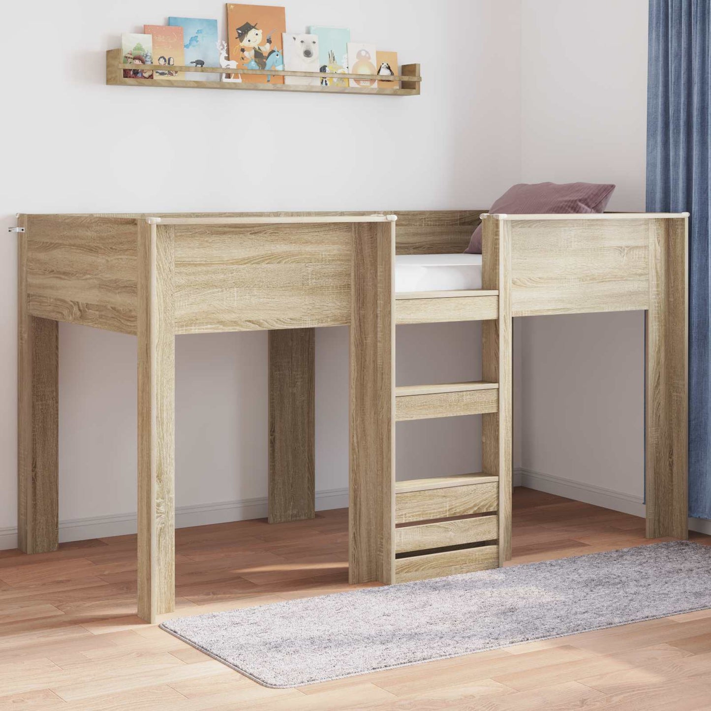 Bunk Bed for Kids Sonoma Oak 100 x 200 cm Engineered wood