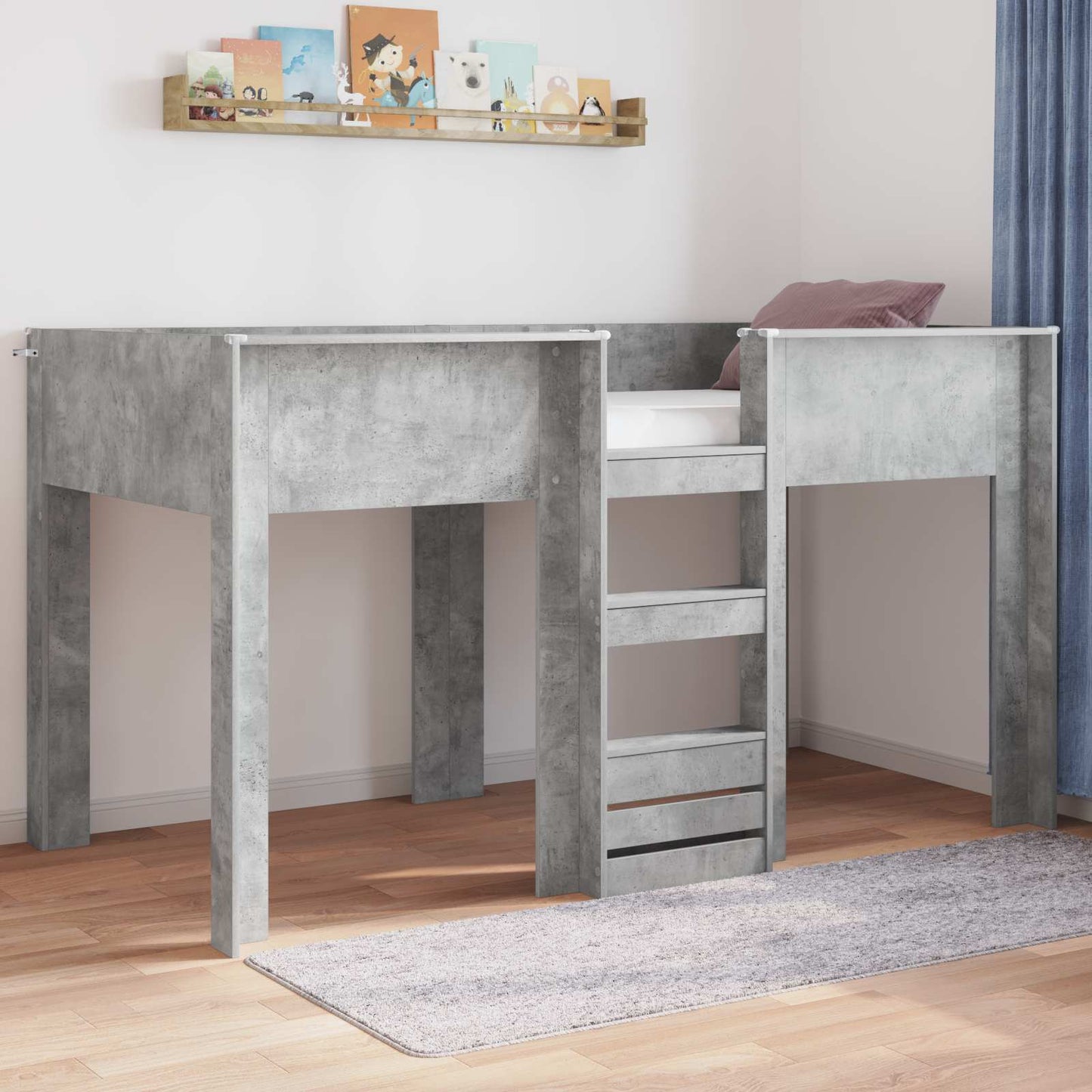 Bunk Bed for Kids Concrete Grey 100 x 200 cm Engineered wood