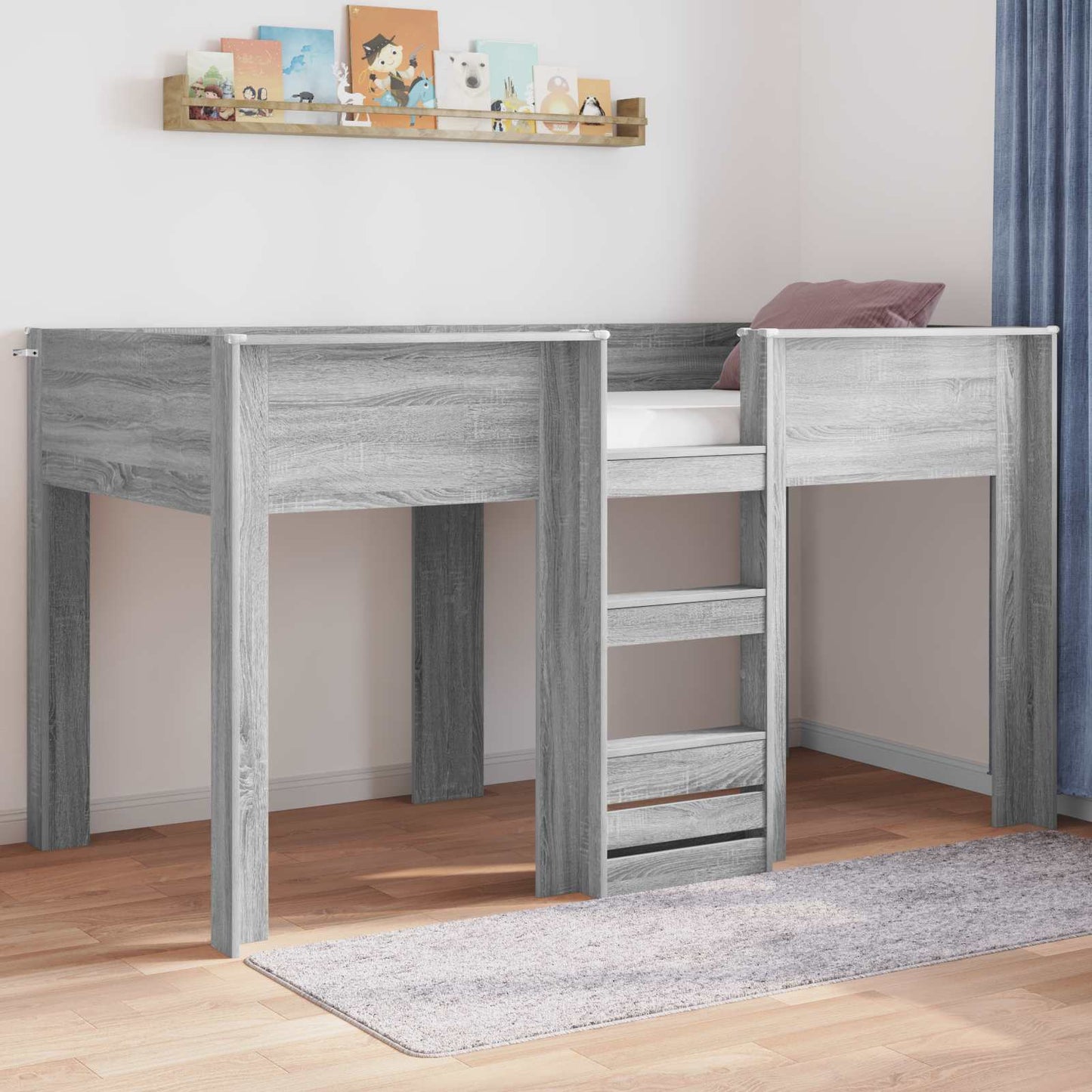 Bunk Bed for Kids Grey Sonoma 100 x 200 cm Engineered wood