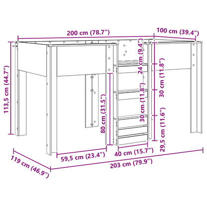 Bunk Bed for Kids Grey Sonoma 100 x 200 cm Engineered wood