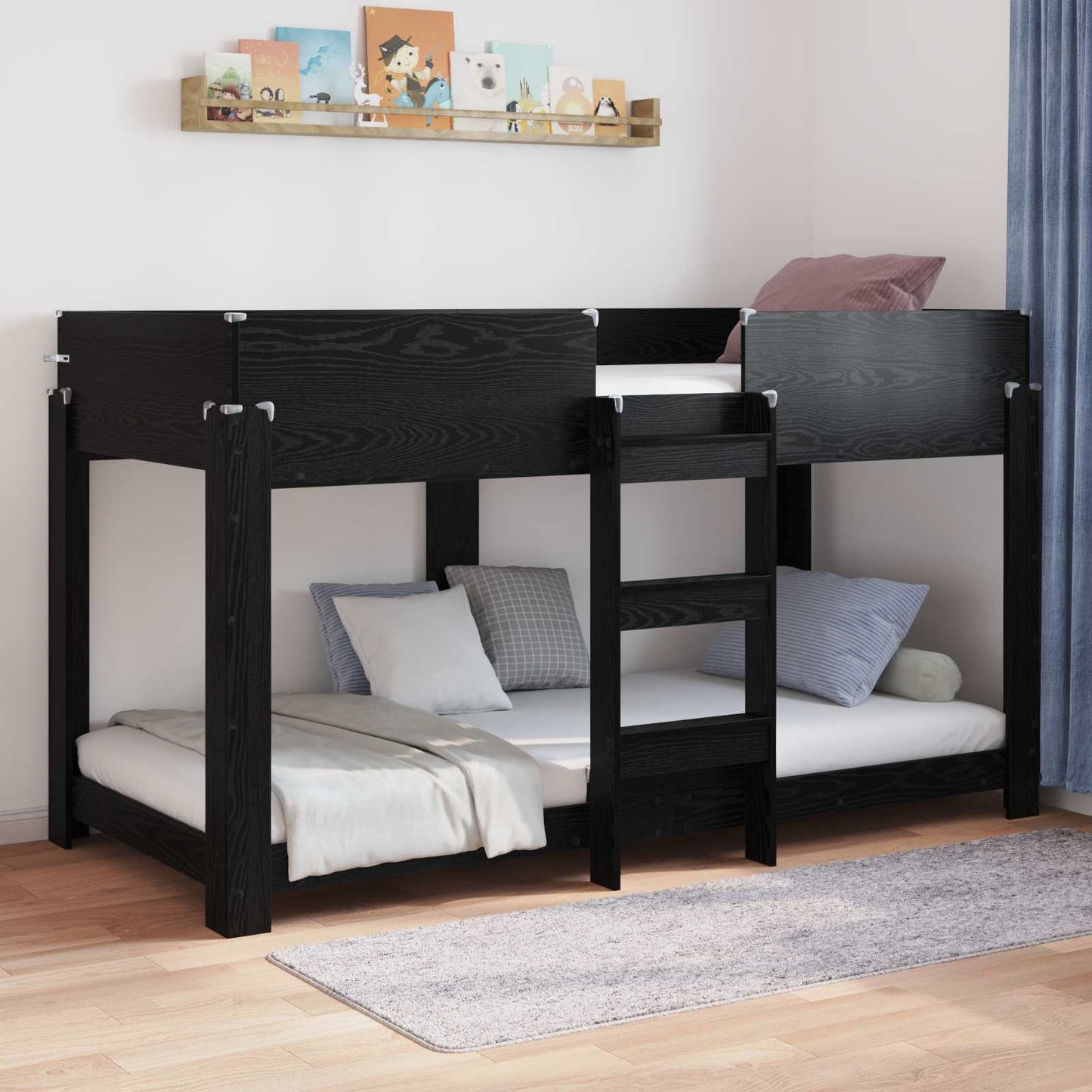 Bunk Bed for Kids Black Oak 100 x 200 cm Engineered Wood