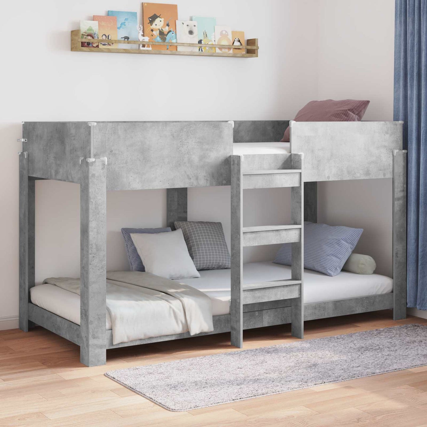 Bunk Bed for Kids Concrete Grey 90 x 200 cm Engineered Wood