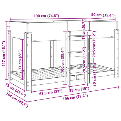 Bunk Bed for Kids Smoked Oak 90 x 190 cm Engineered Wood