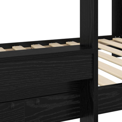 Bunk Bed for Kids Black Oak 75 x 190 cm Engineered Wood