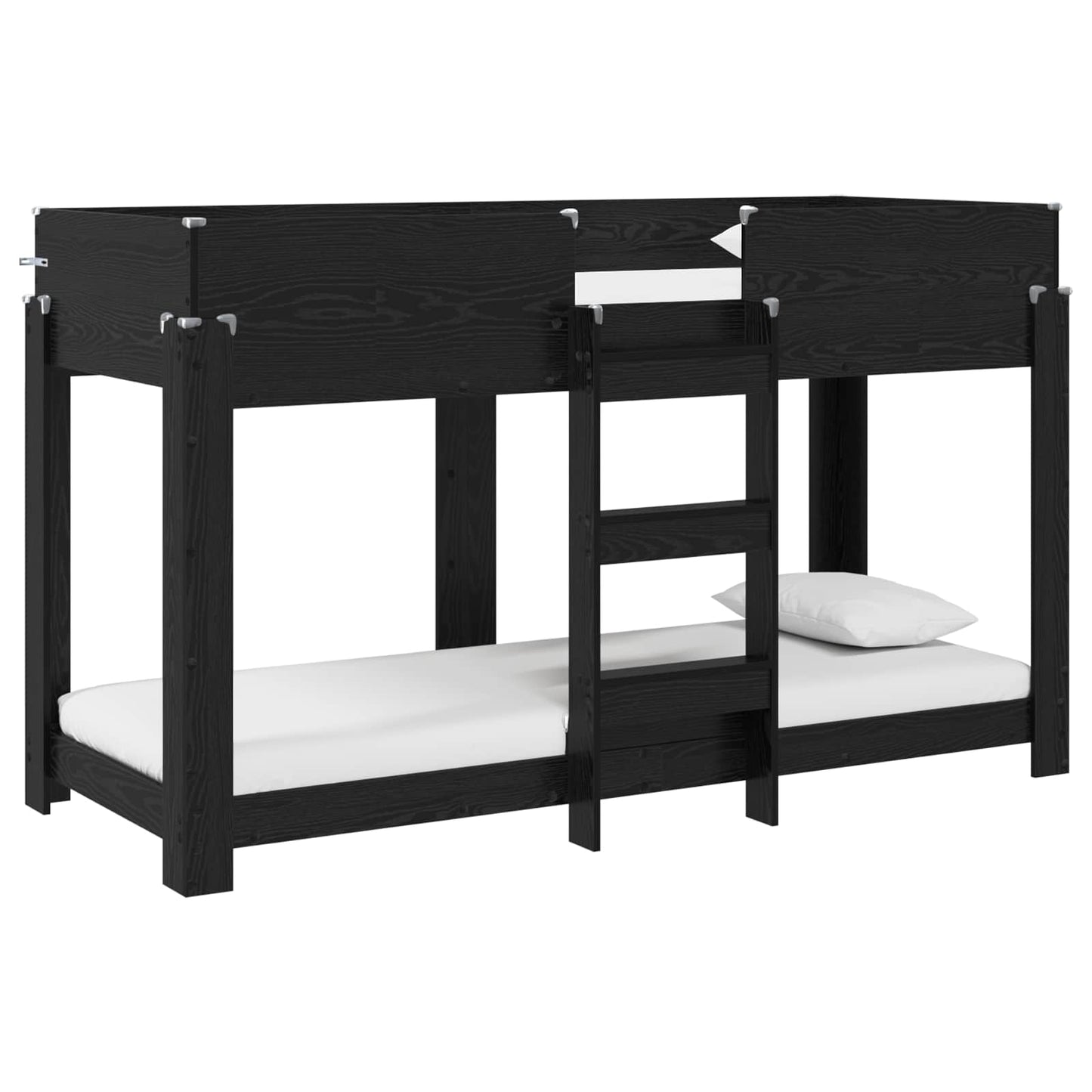 Bunk Bed for Kids Black Oak 75 x 190 cm Engineered Wood