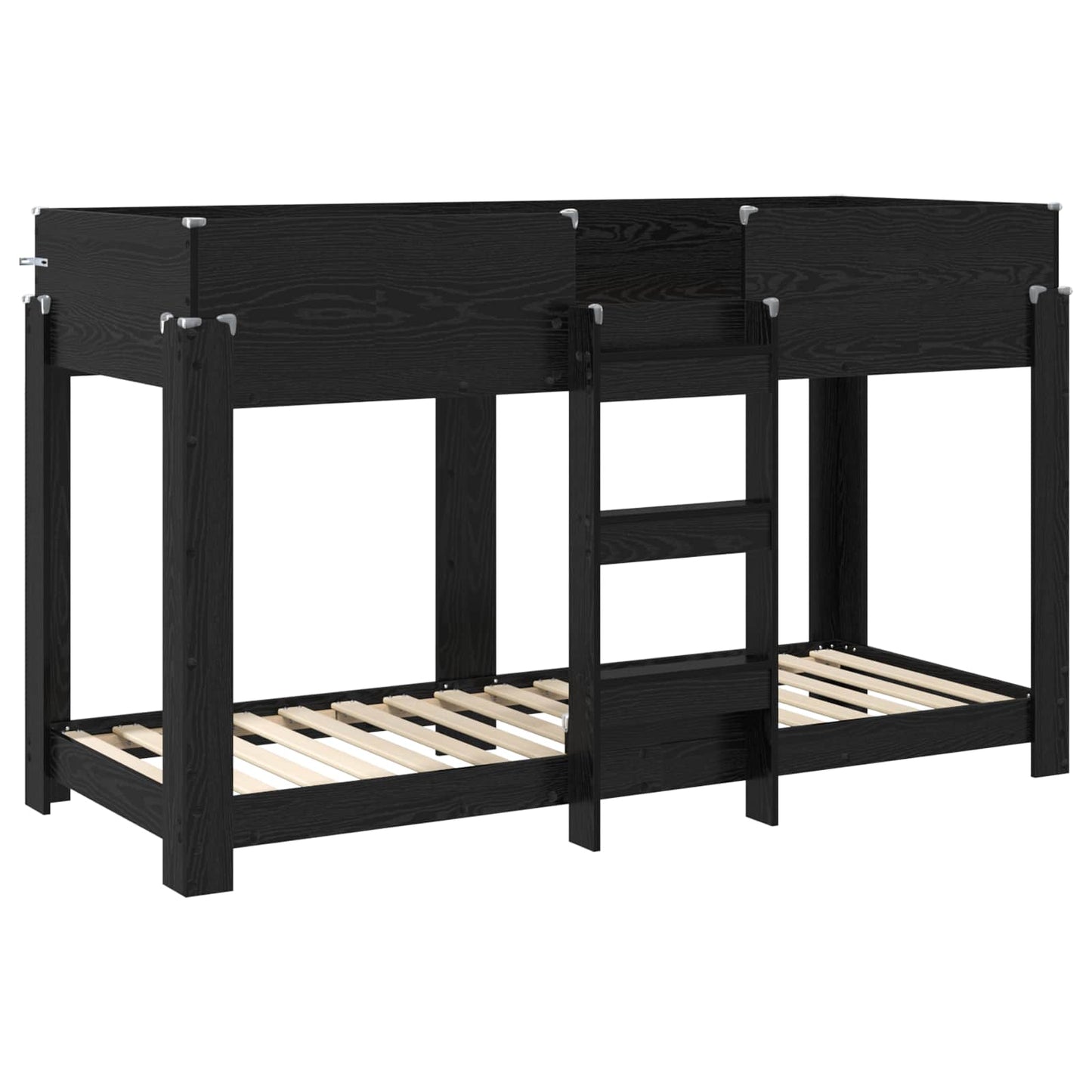 Bunk Bed for Kids Black Oak 75 x 190 cm Engineered Wood