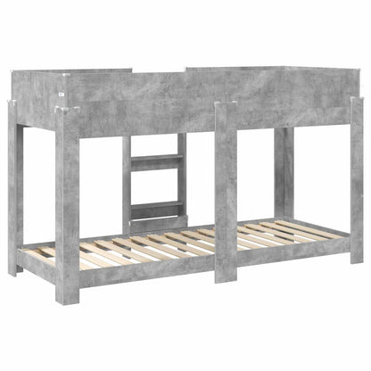 Bunk Bed for Kids Concrete Grey 75 x 190 cm Engineered Wood