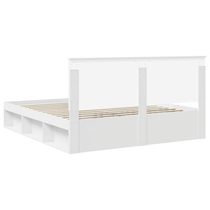 Bed Frame with Headboard White 200 x 200 cm Solid Pine Wood