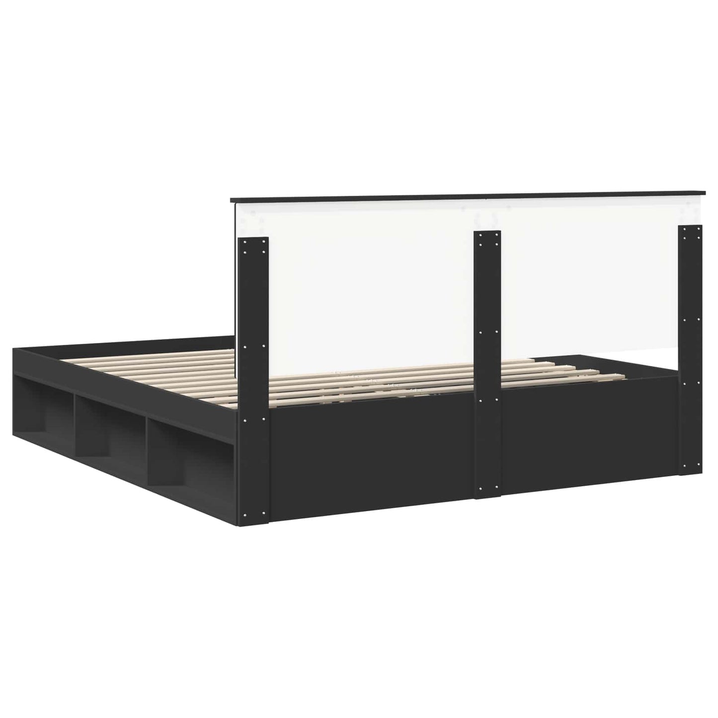 Bed Frame with Headboard Black 200 x 200 cm Solid Pine Wood