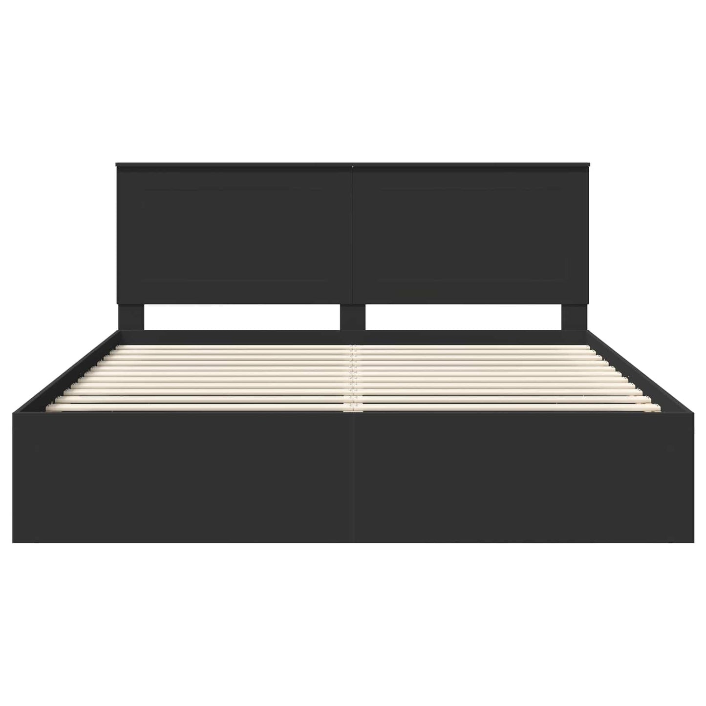 Bed Frame with Headboard Black 200 x 200 cm Solid Pine Wood