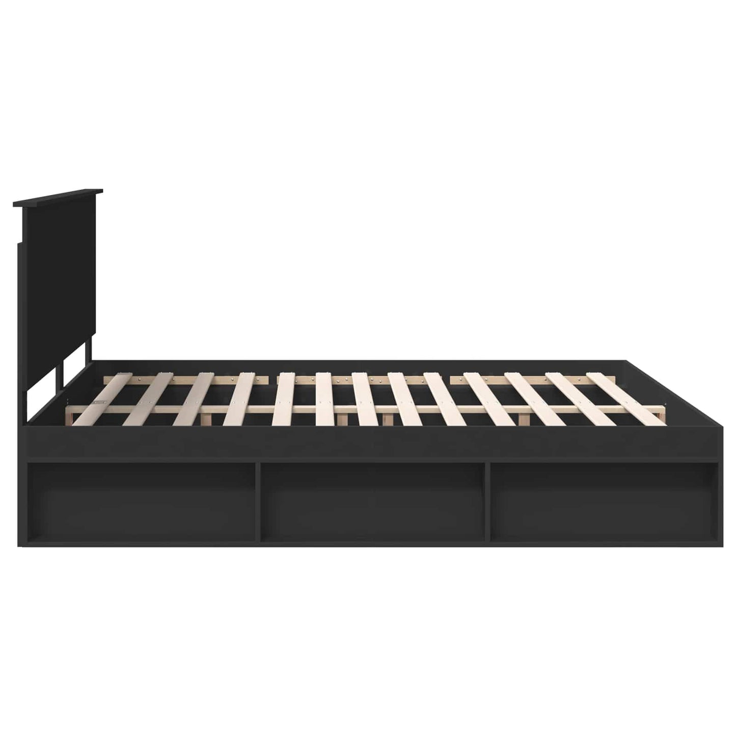 Bed Frame with Headboard Black 200 x 200 cm Solid Pine Wood