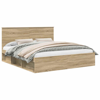 Bed Frame with Headboard Sonoma 200 x 200 cm Solid Pine Wood