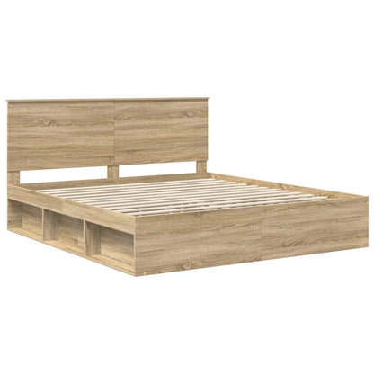 Bed Frame with Headboard Sonoma 200 x 200 cm Solid Pine Wood