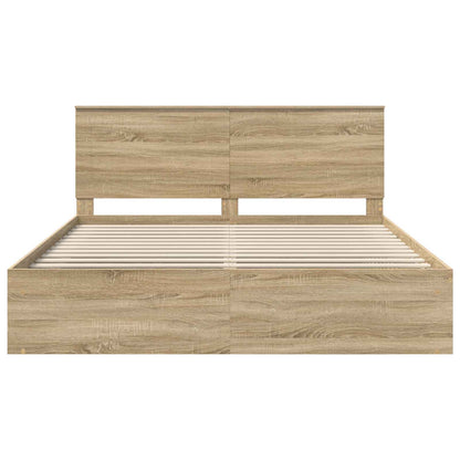 Bed Frame with Headboard Sonoma 200 x 200 cm Solid Pine Wood