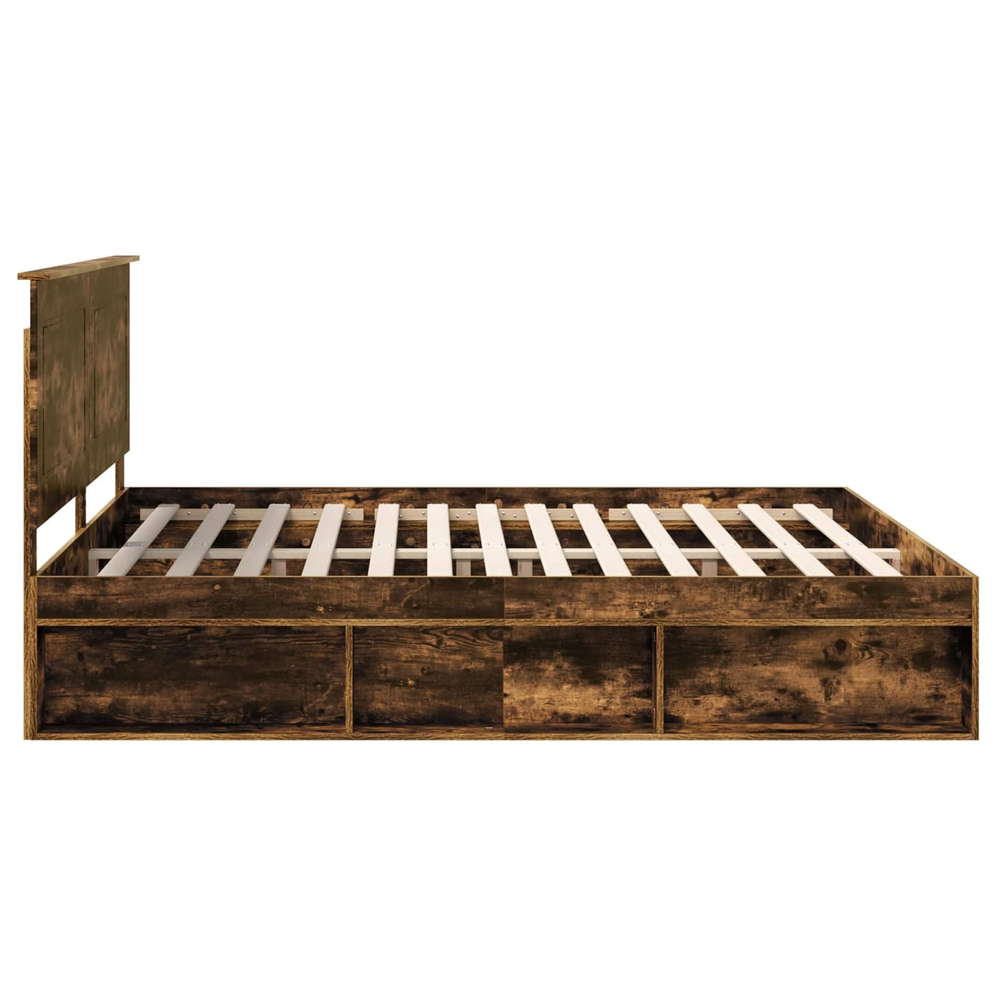 Bed Frame Smoked Oak 200 x 200 cm Solid Pine Wood