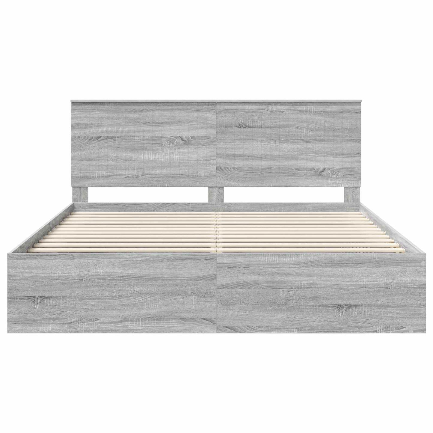 Bed Frame Grey Sonoma 200 x 200 cm Solid Pine Wood