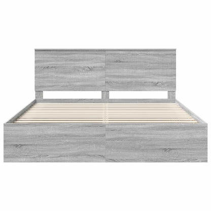 Bed Frame Grey Sonoma 200 x 200 cm Solid Pine Wood