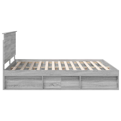 Bed Frame Grey Sonoma 200 x 200 cm Solid Pine Wood