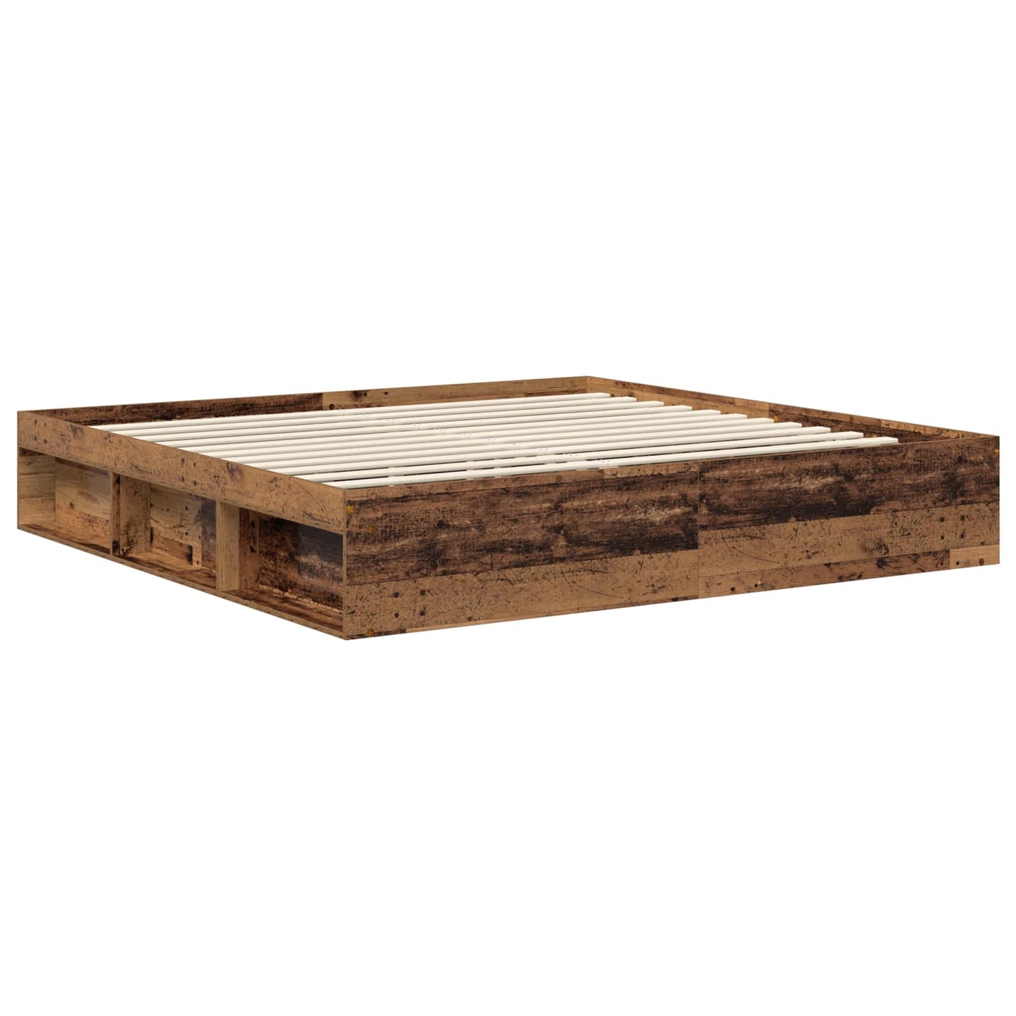 Bed Frame with Headboard Old Wood 200 x 200 cm Solid Pine Wood